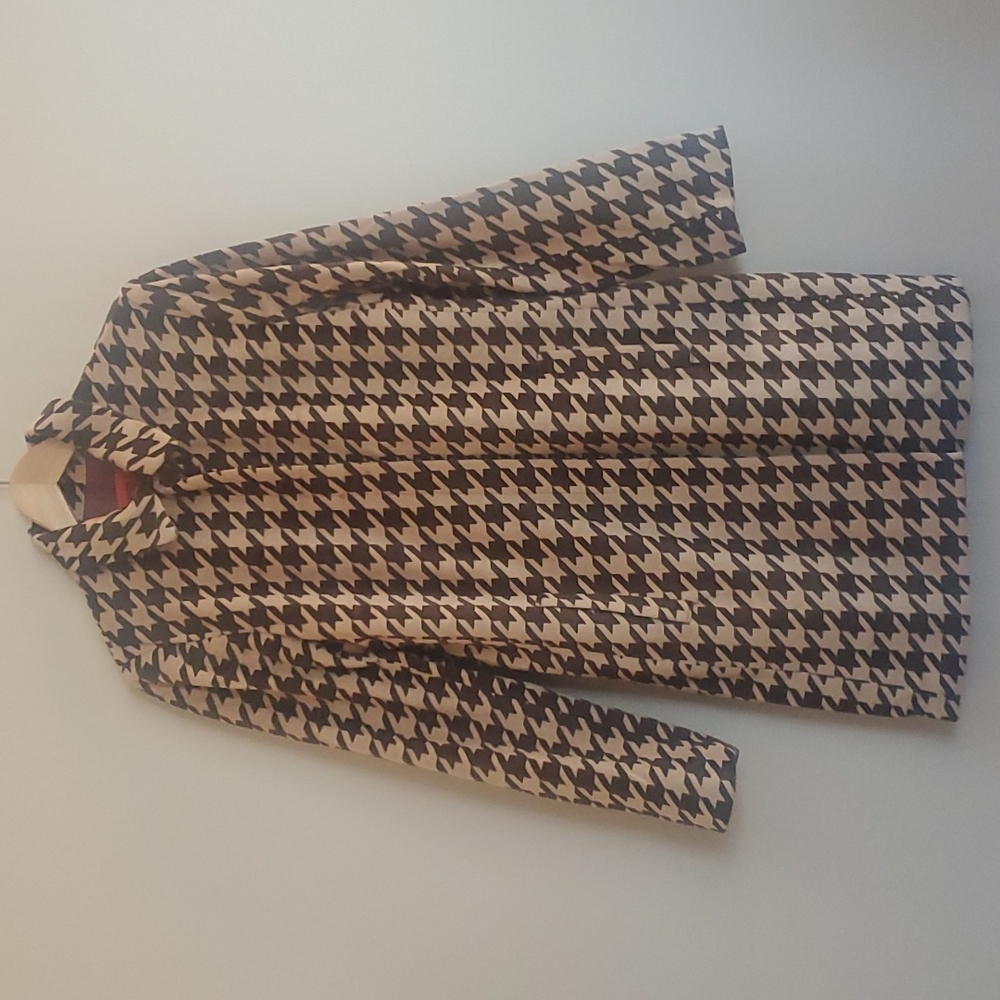 VTG Krazy Larry by Jacobs Brown Houndstooth Coat M